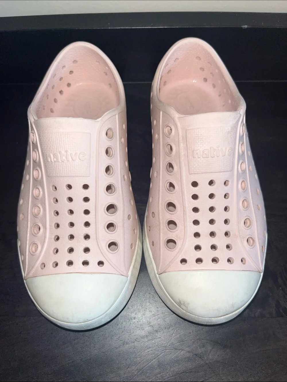 Native Slip-On Jefferson Shoes in Blush Pink and Cream